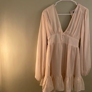 Lulu’s long sleeve cream skater dress